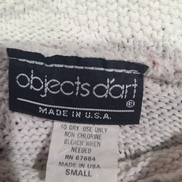 VINTAGE 1990s Objects D'art Floral Cropped Boat Neck Knit Crop Top Sweater Sz: S - Picture 7 of 7